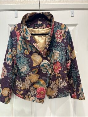 Floral Kimono Jacket in Plum and Teal